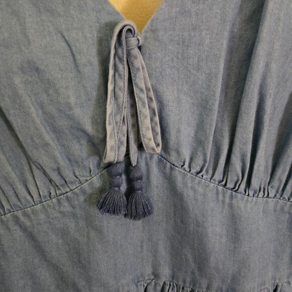 Jessica Simpson Faeryn Blue Tiered Skirt Puff Sleeve Mini Dress Size S - Picture 5 of 8